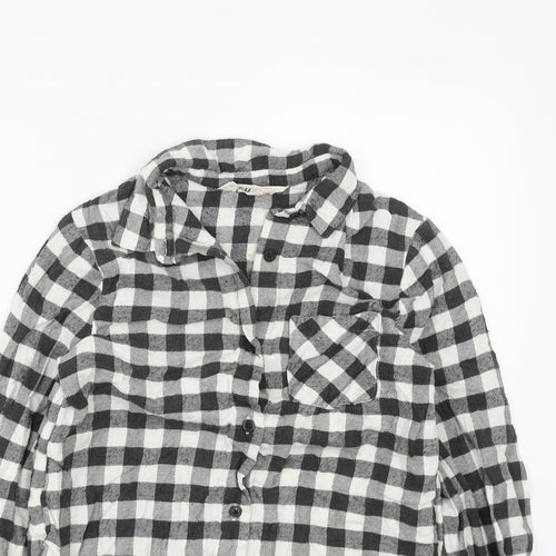 H&M Girls Black Check  Basic Button-Up Size 8-9 Years