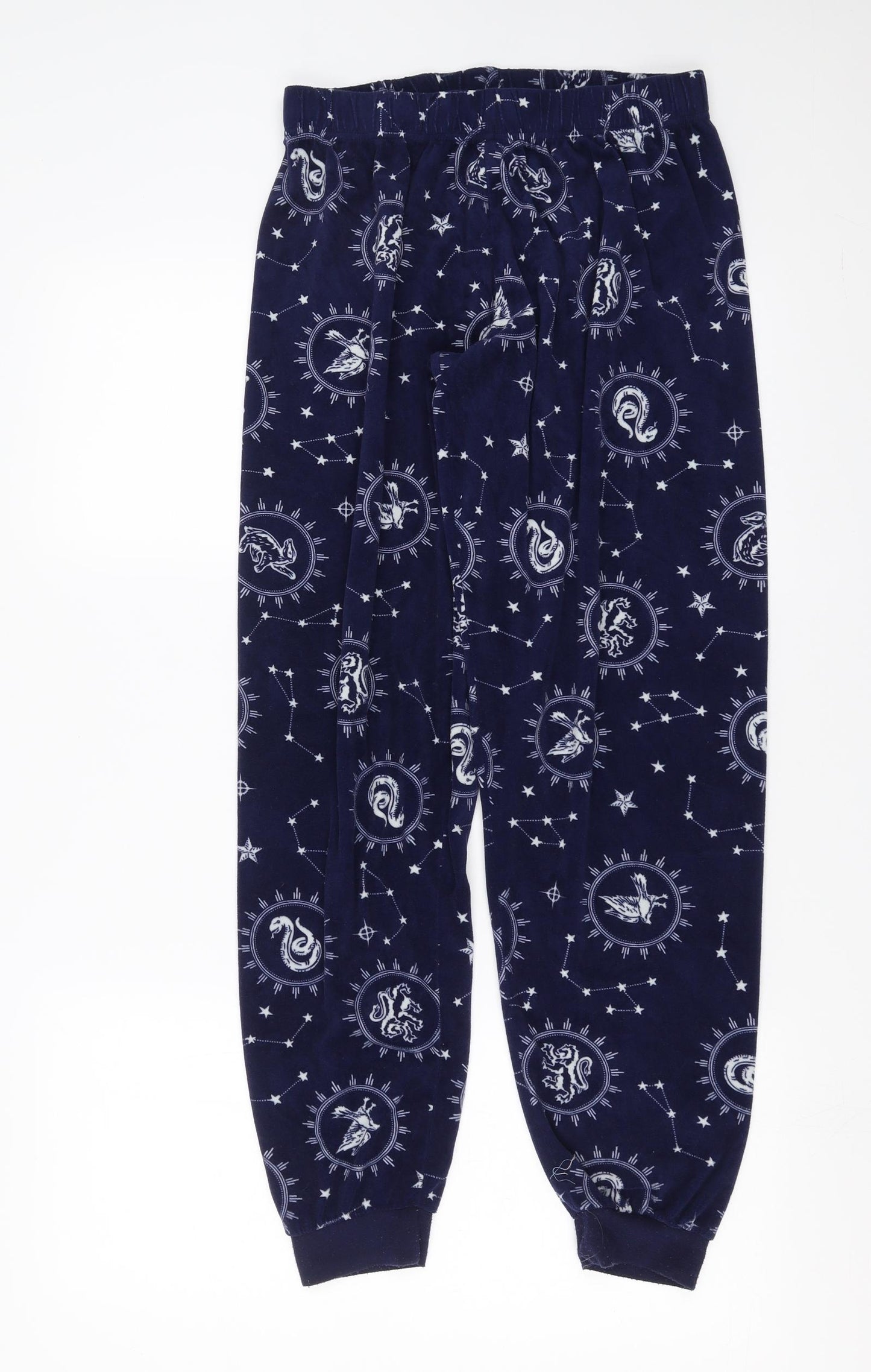 Primark Womens Blue Solid Fleece  Pyjama Pants Size S  - Harry potter