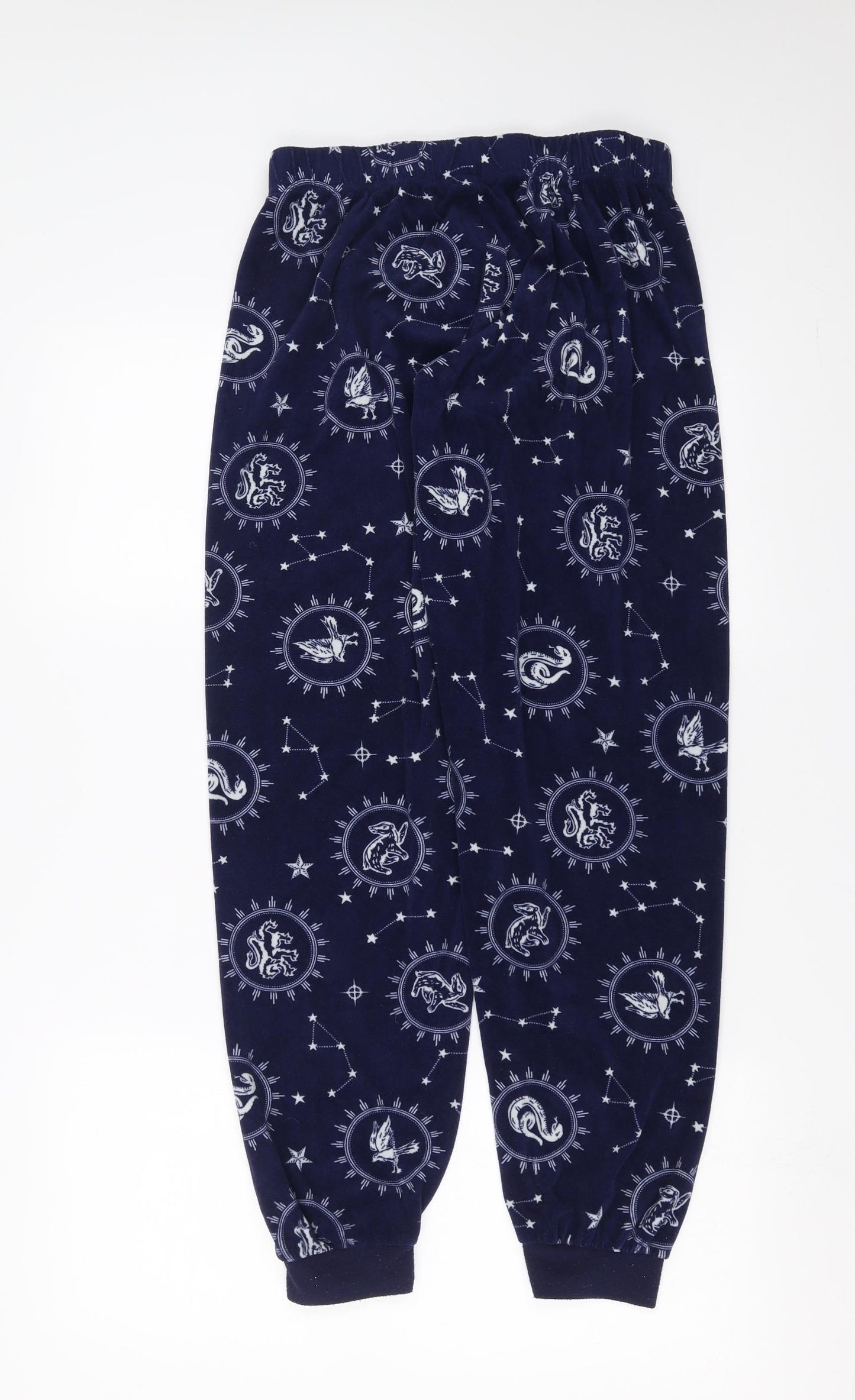 Primark Womens Blue Solid Fleece  Pyjama Pants Size S  - Harry potter