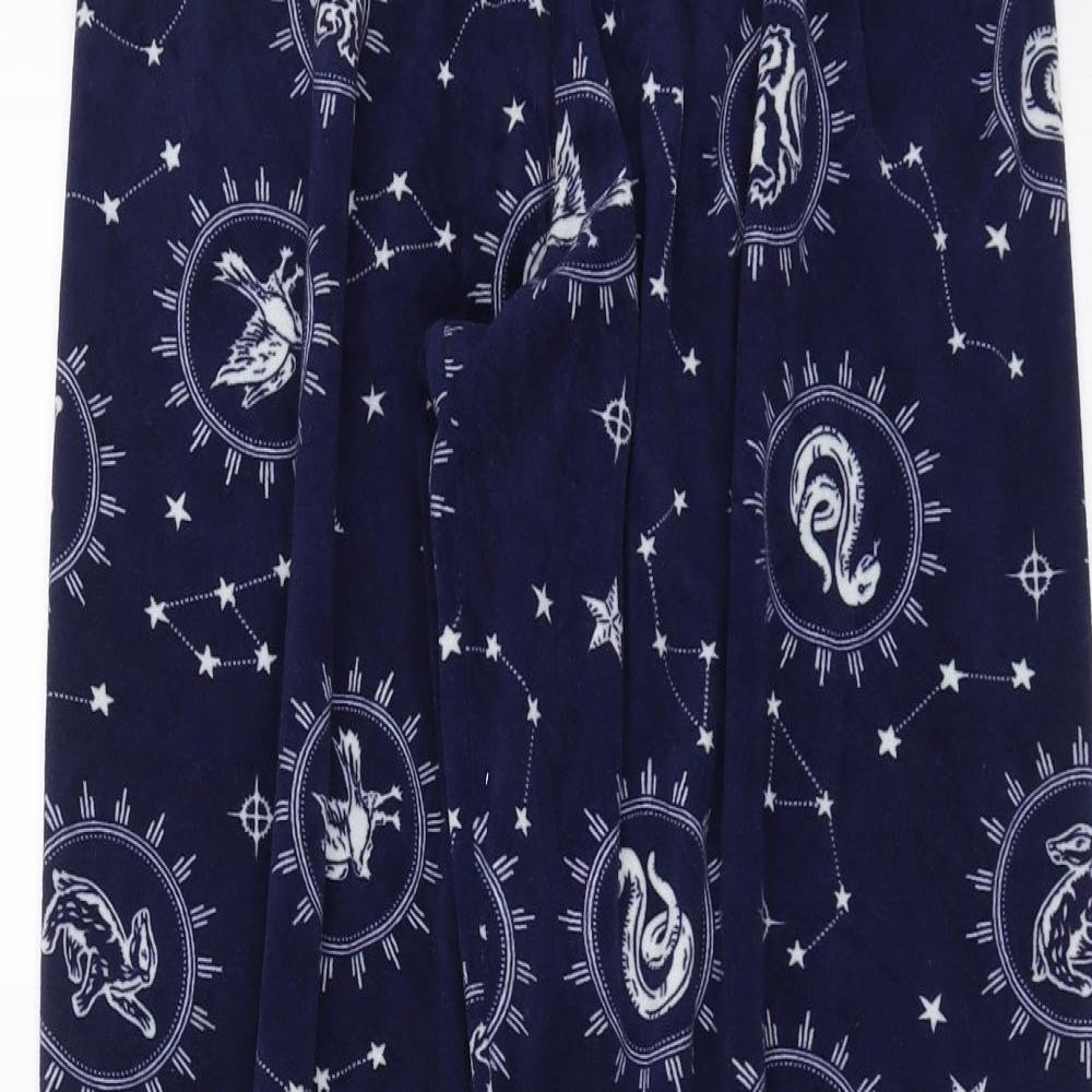 Primark Womens Blue Solid Fleece  Pyjama Pants Size S  - Harry potter