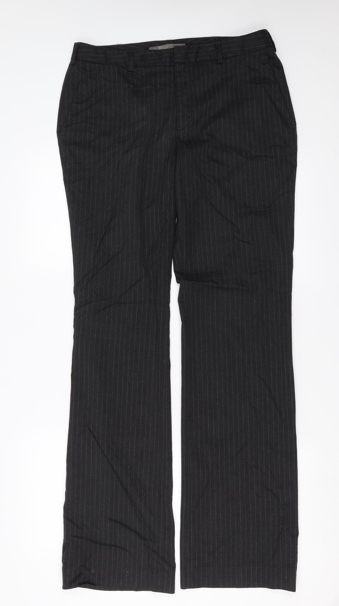 Zara Womens Grey Striped  Trousers  Size 14 L34 in