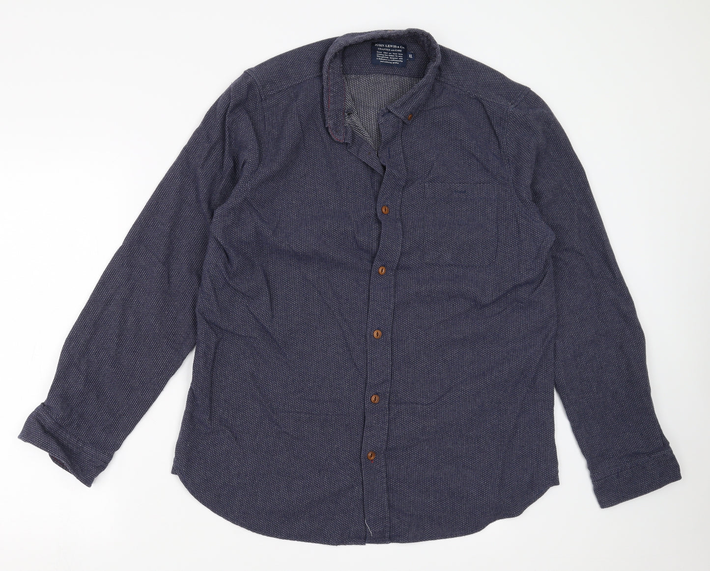 John Lewis Mens Blue Geometric   Button-Up Size XL