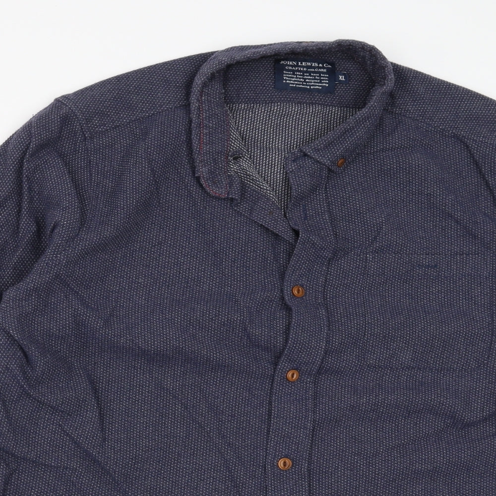 John Lewis Mens Blue Geometric   Button-Up Size XL