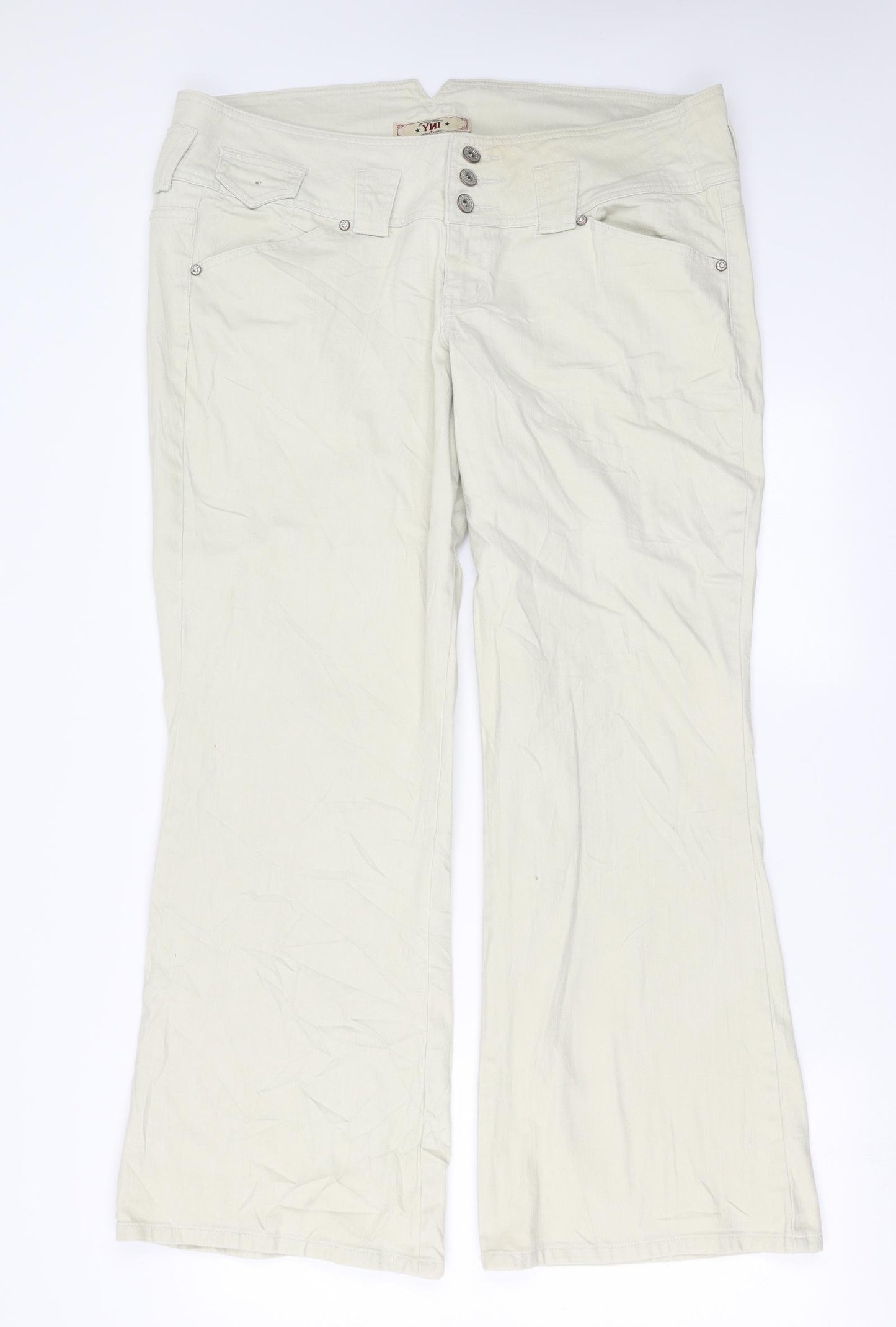YMI Womens Beige  Denim Straight Jeans Size 20 L30 in