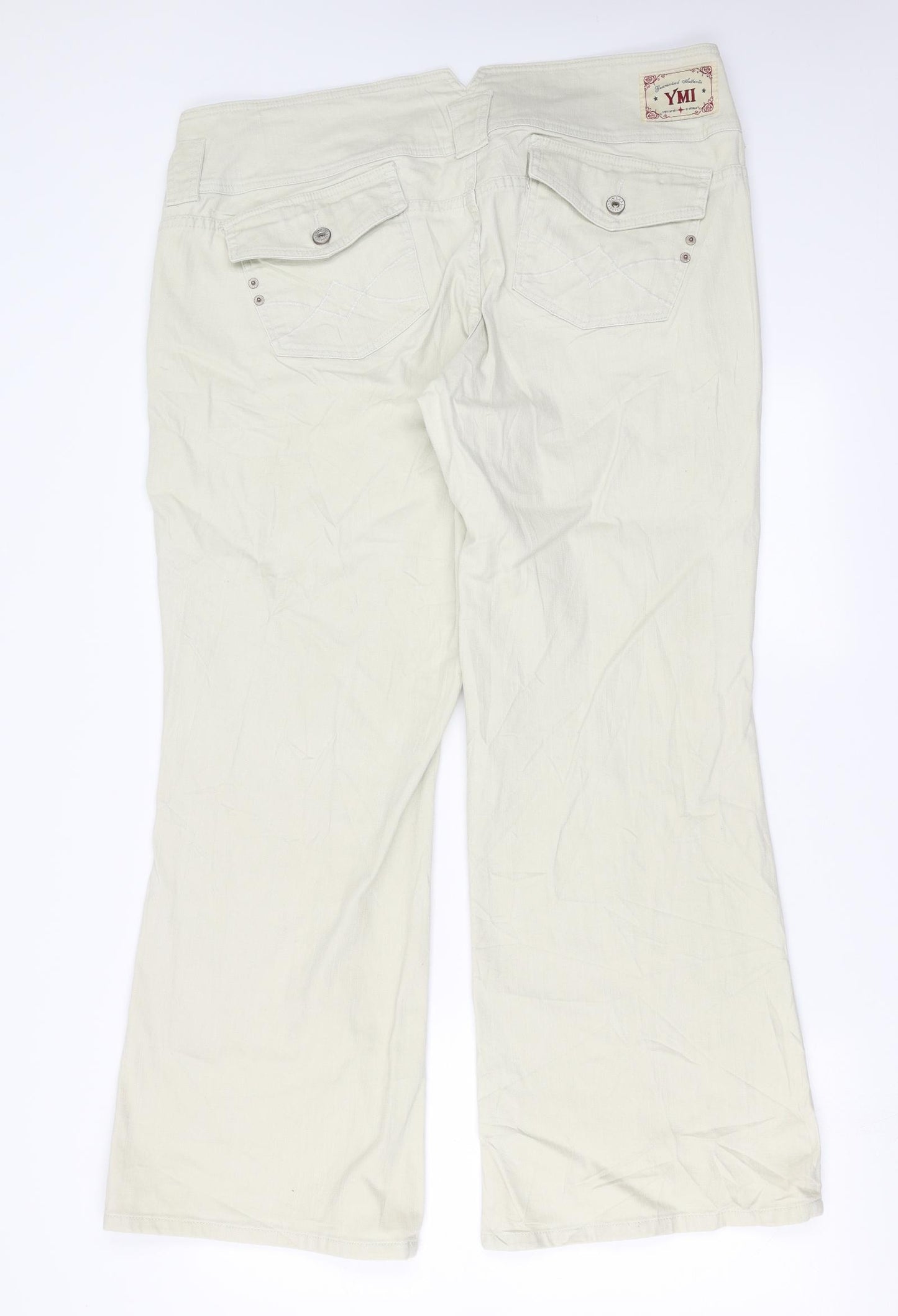 YMI Womens Beige  Denim Straight Jeans Size 20 L30 in