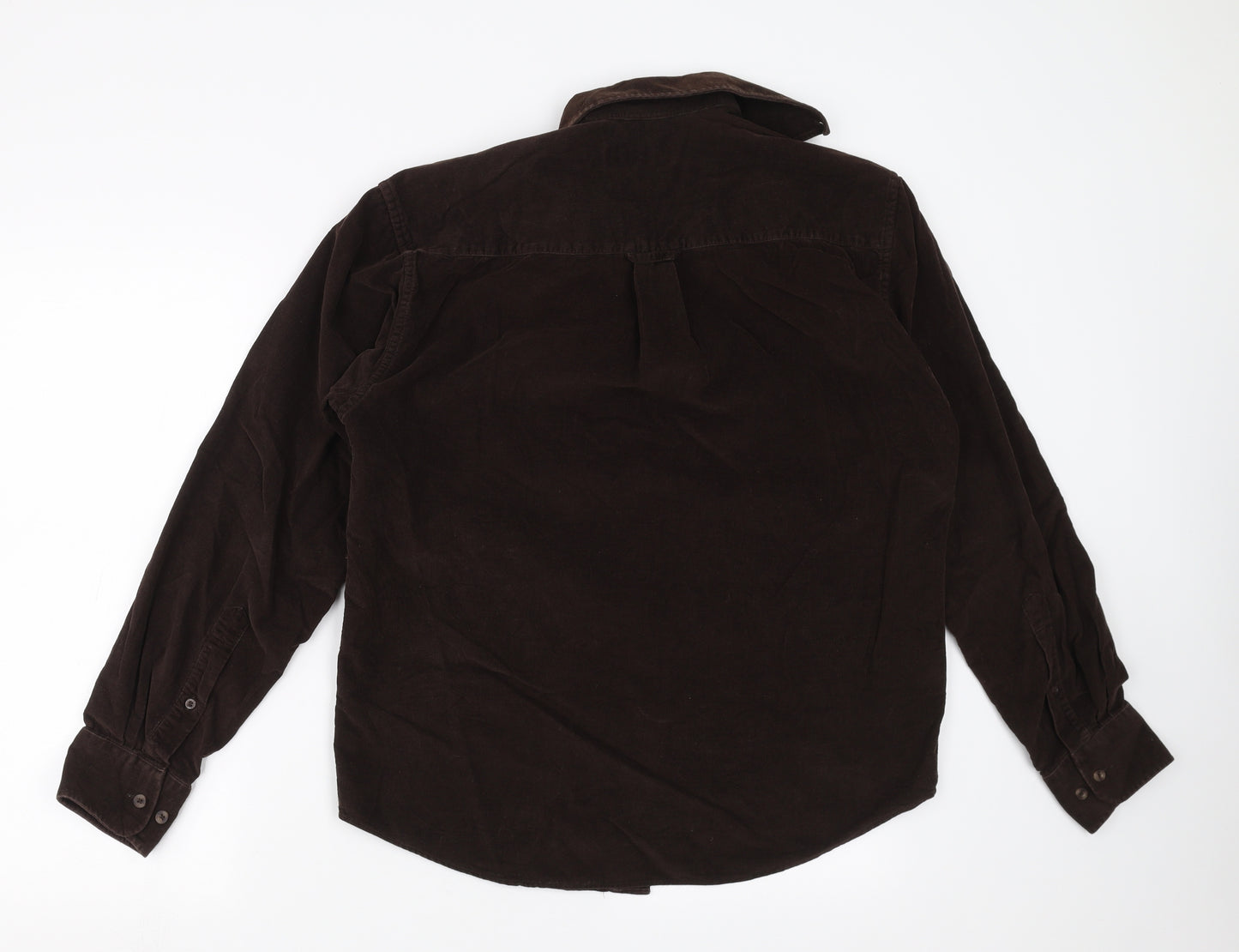 Melka Mens Brown  Corduroy  Button-Up Size S