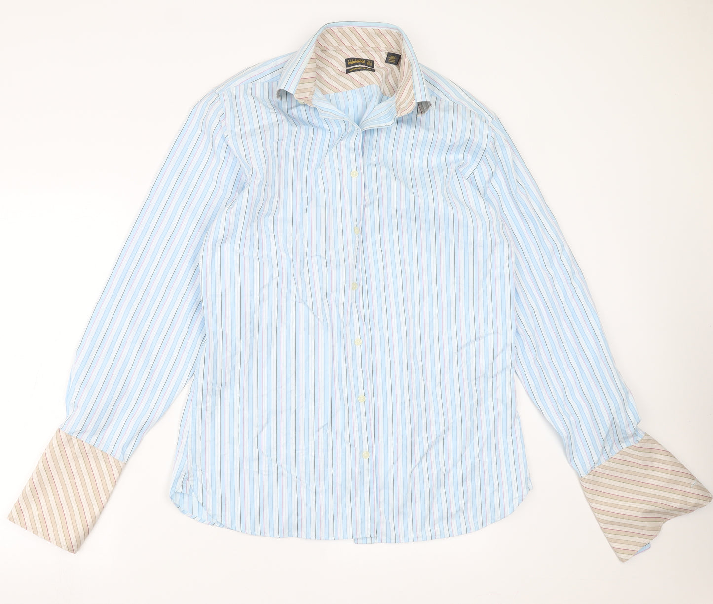 Ted Baker Mens Blue Striped   Dress Shirt Size 16