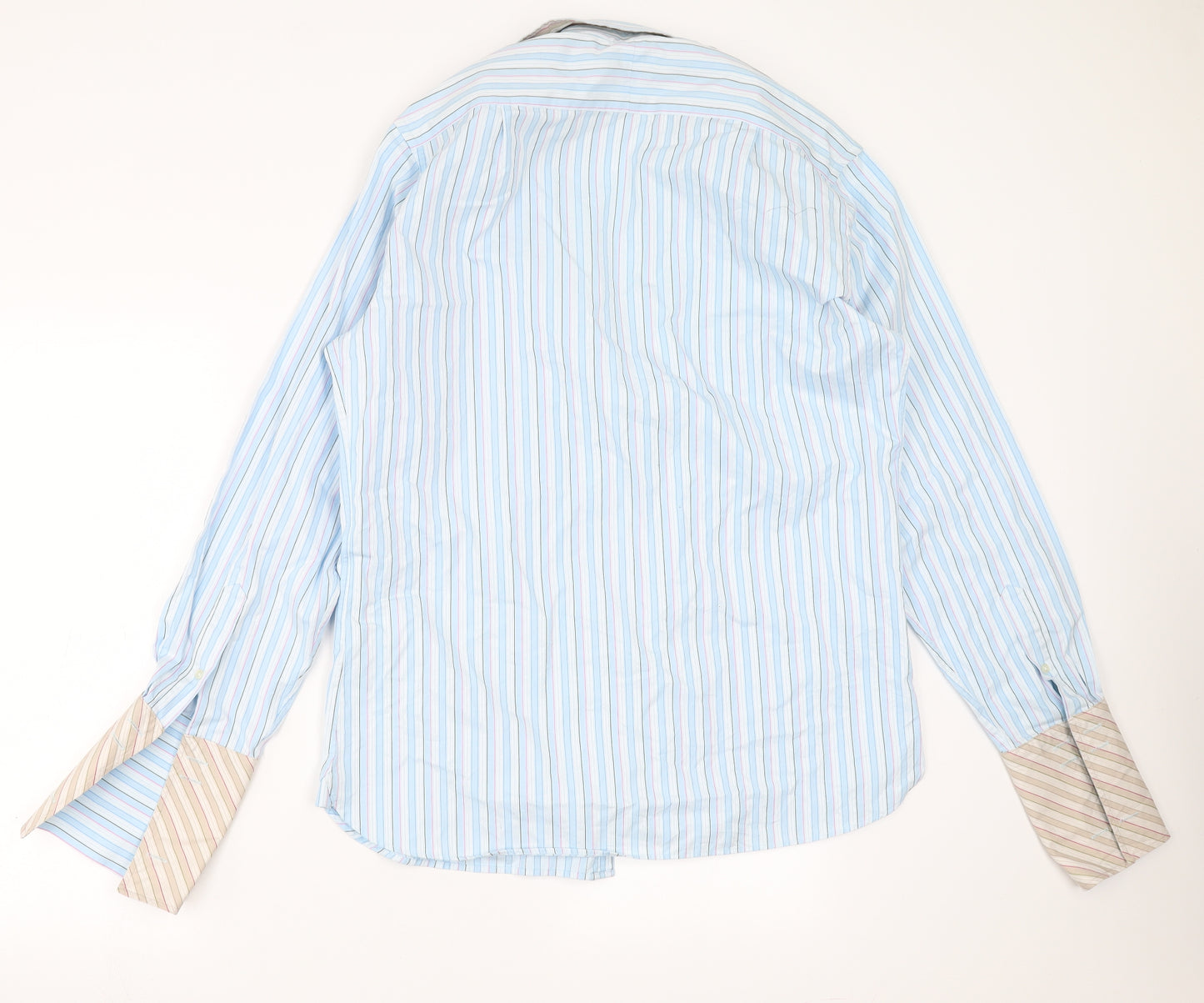 Ted Baker Mens Blue Striped   Dress Shirt Size 16
