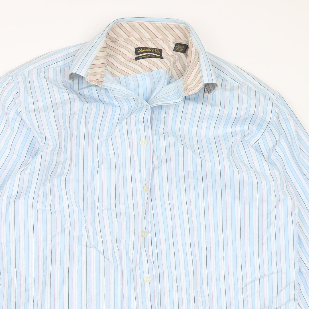 Ted Baker Mens Blue Striped   Dress Shirt Size 16