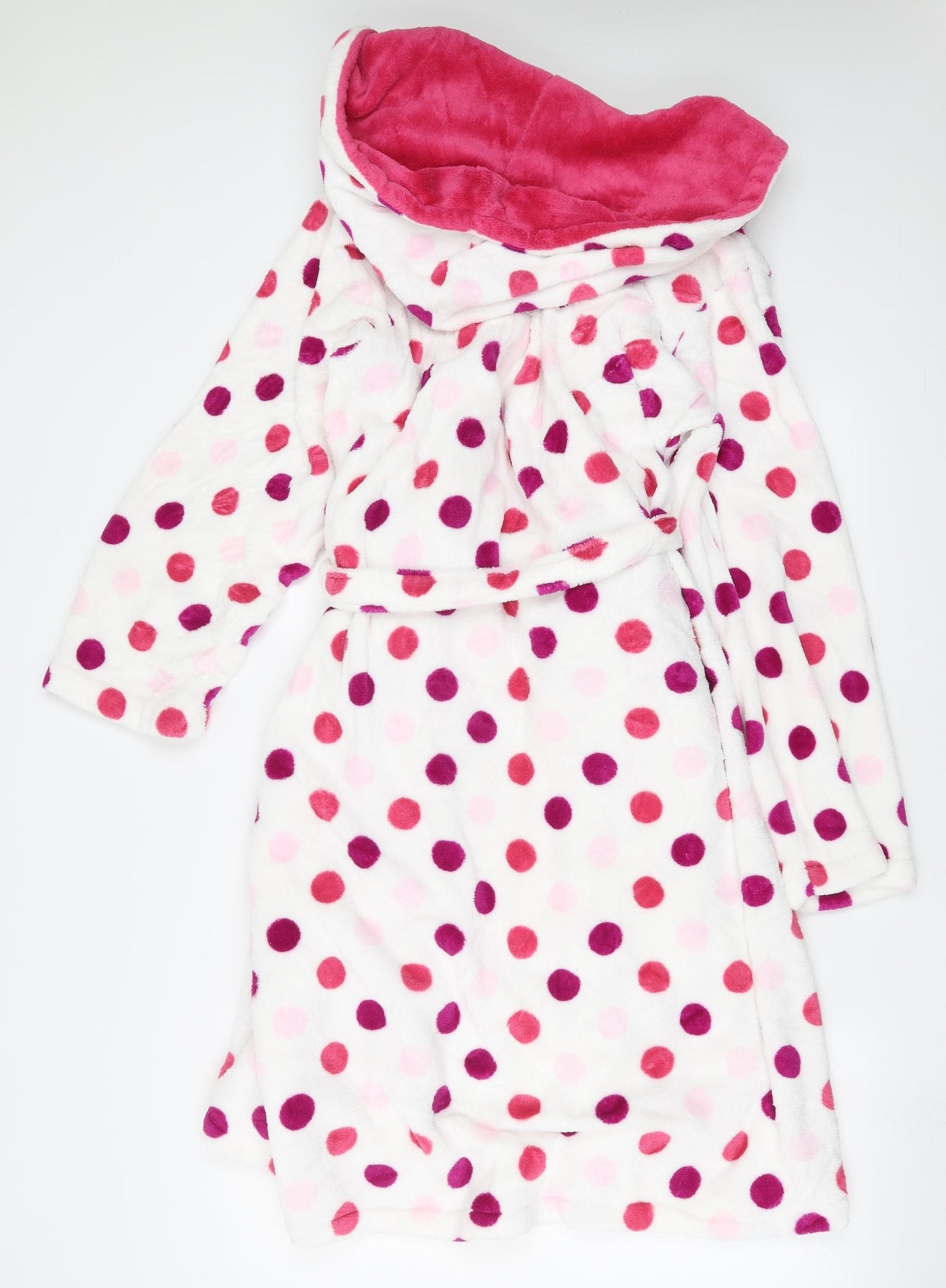 Primark Womens White Polka Dot Fleece  Robe Size XL
