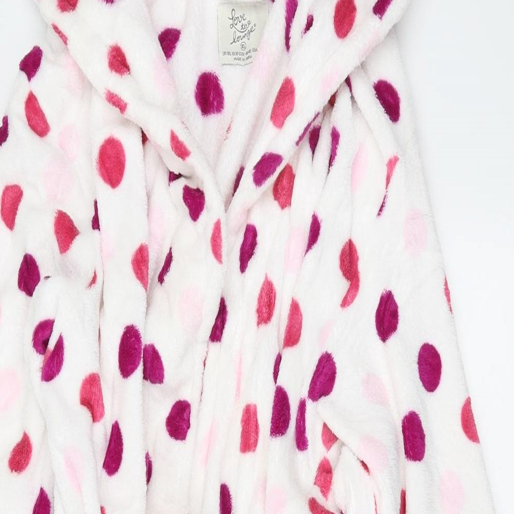 Primark Womens White Polka Dot Fleece  Robe Size XL