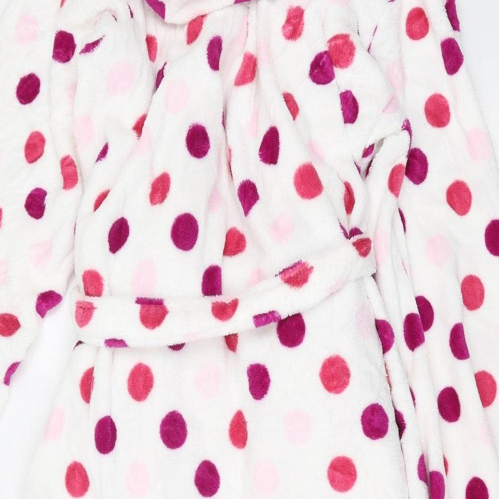 Primark Womens White Polka Dot Fleece  Robe Size XL
