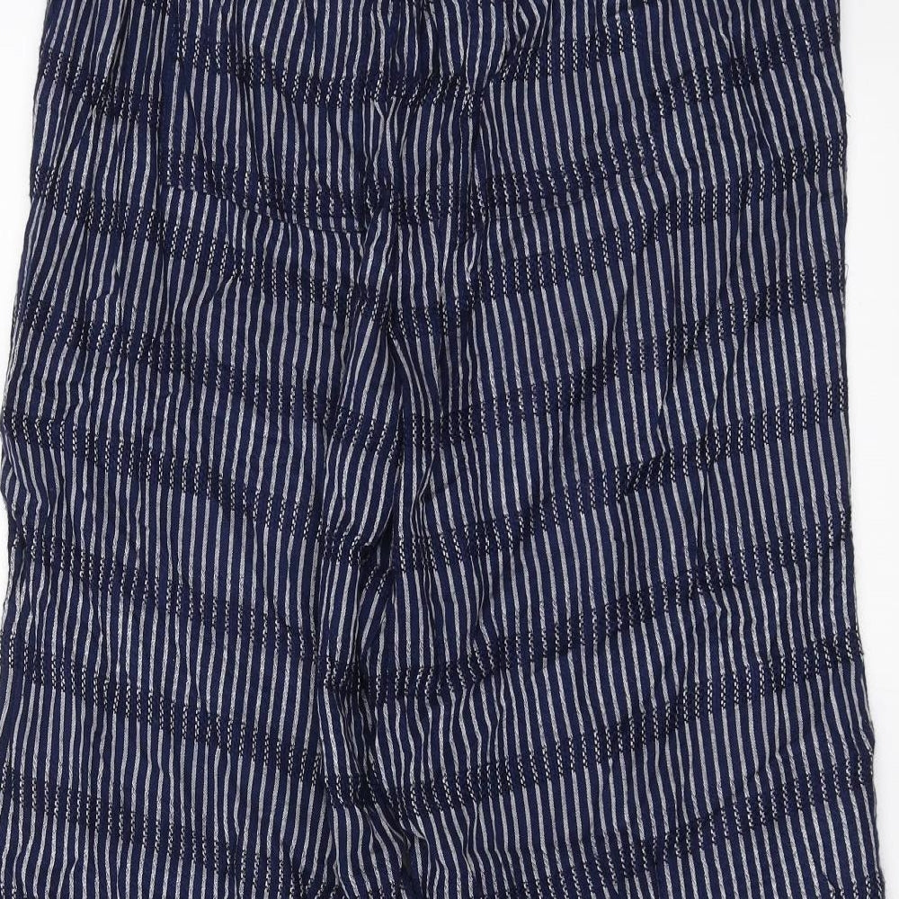 Fat Face Womens Blue Striped  Cropped Trousers Size 12 L22 in