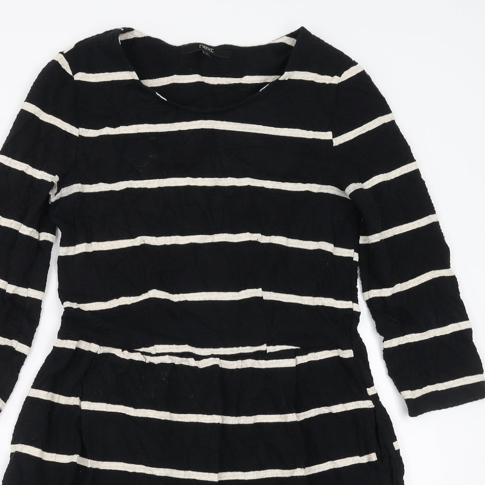 NEXT Womens Black Striped  Fit & Flare  Size 8