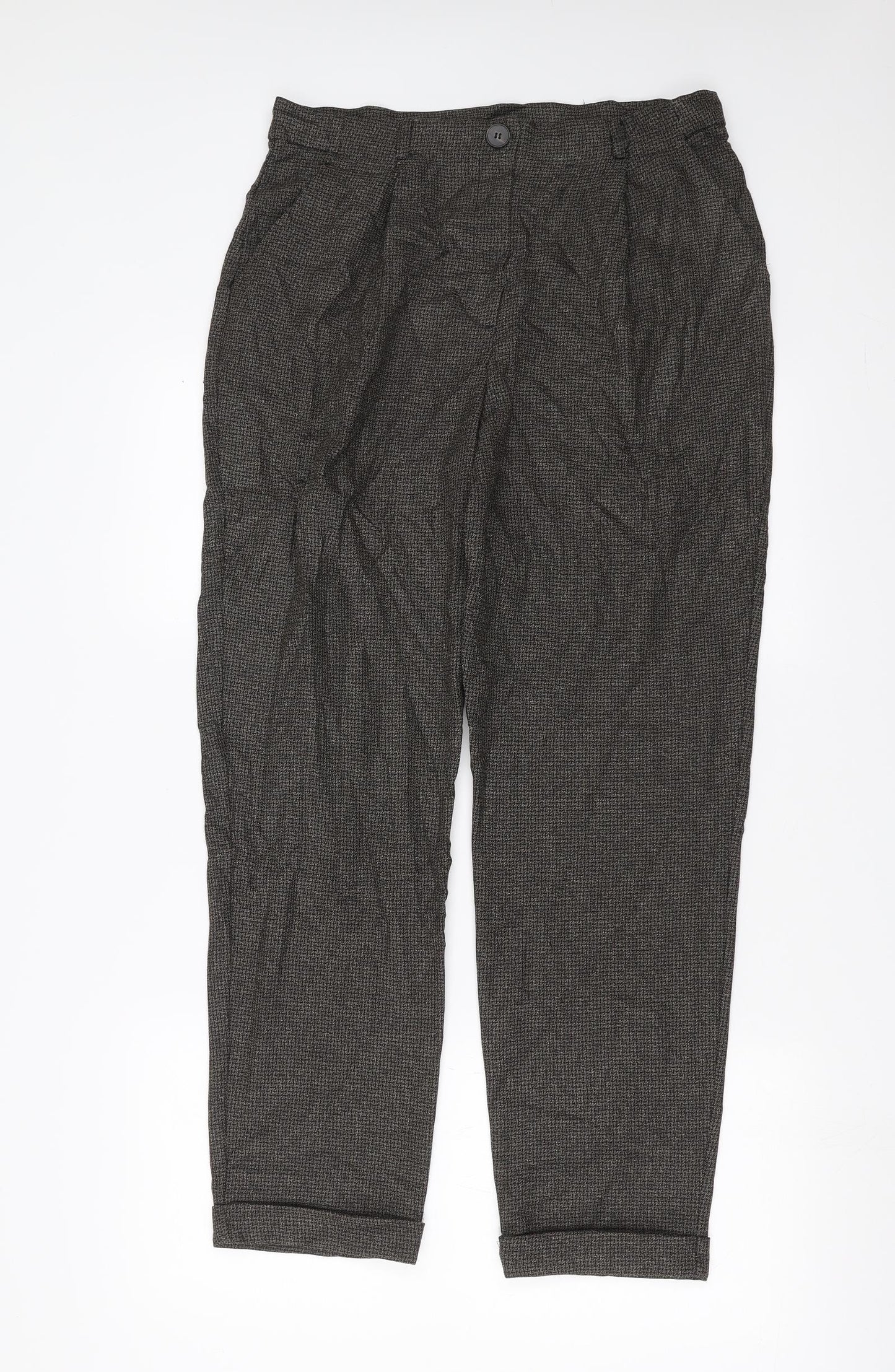 Primark Womens Brown Geometric  Trousers  Size 14 L29 in