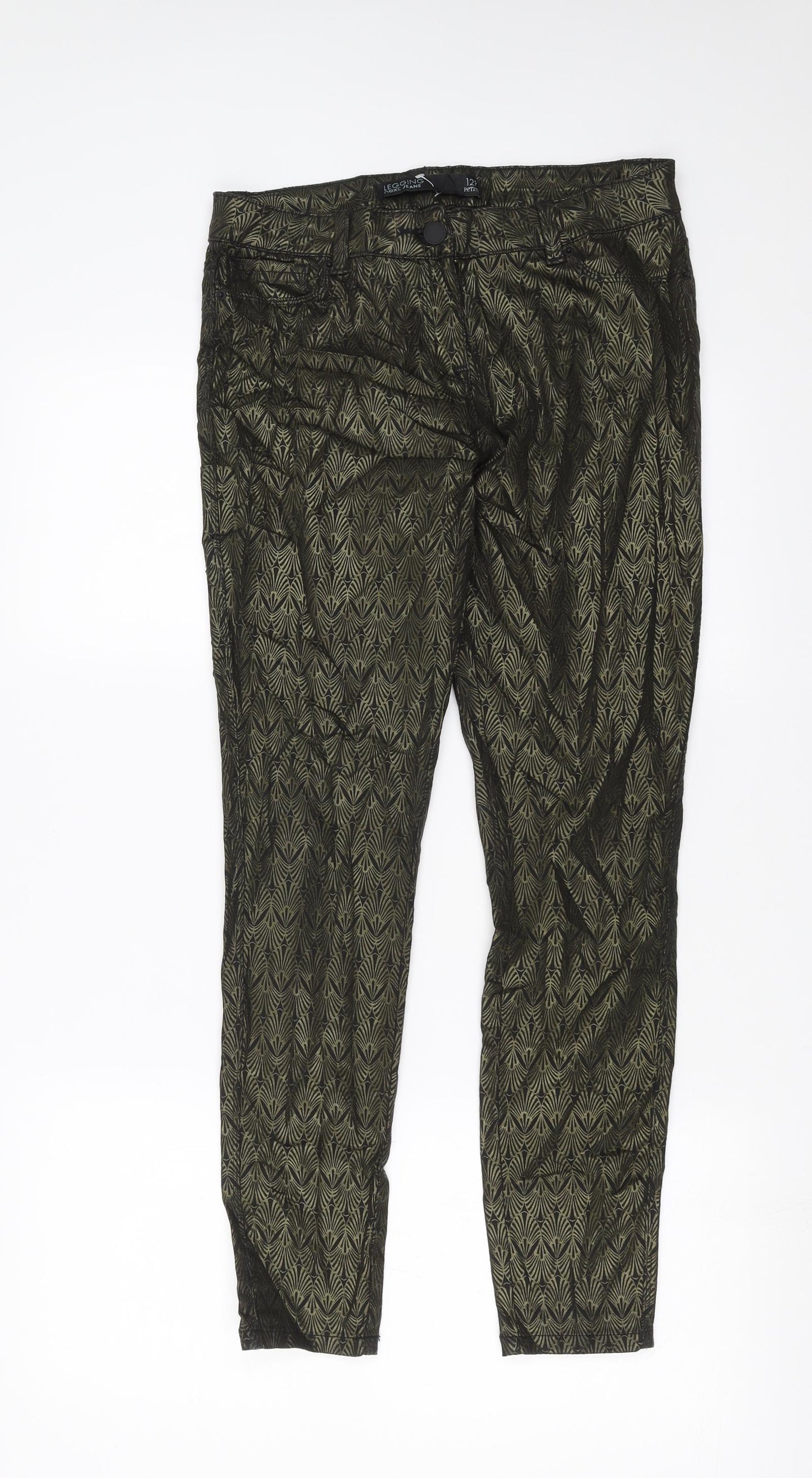 NEXT Womens Black Geometric  Jegging Jeans Size 12 L28 in