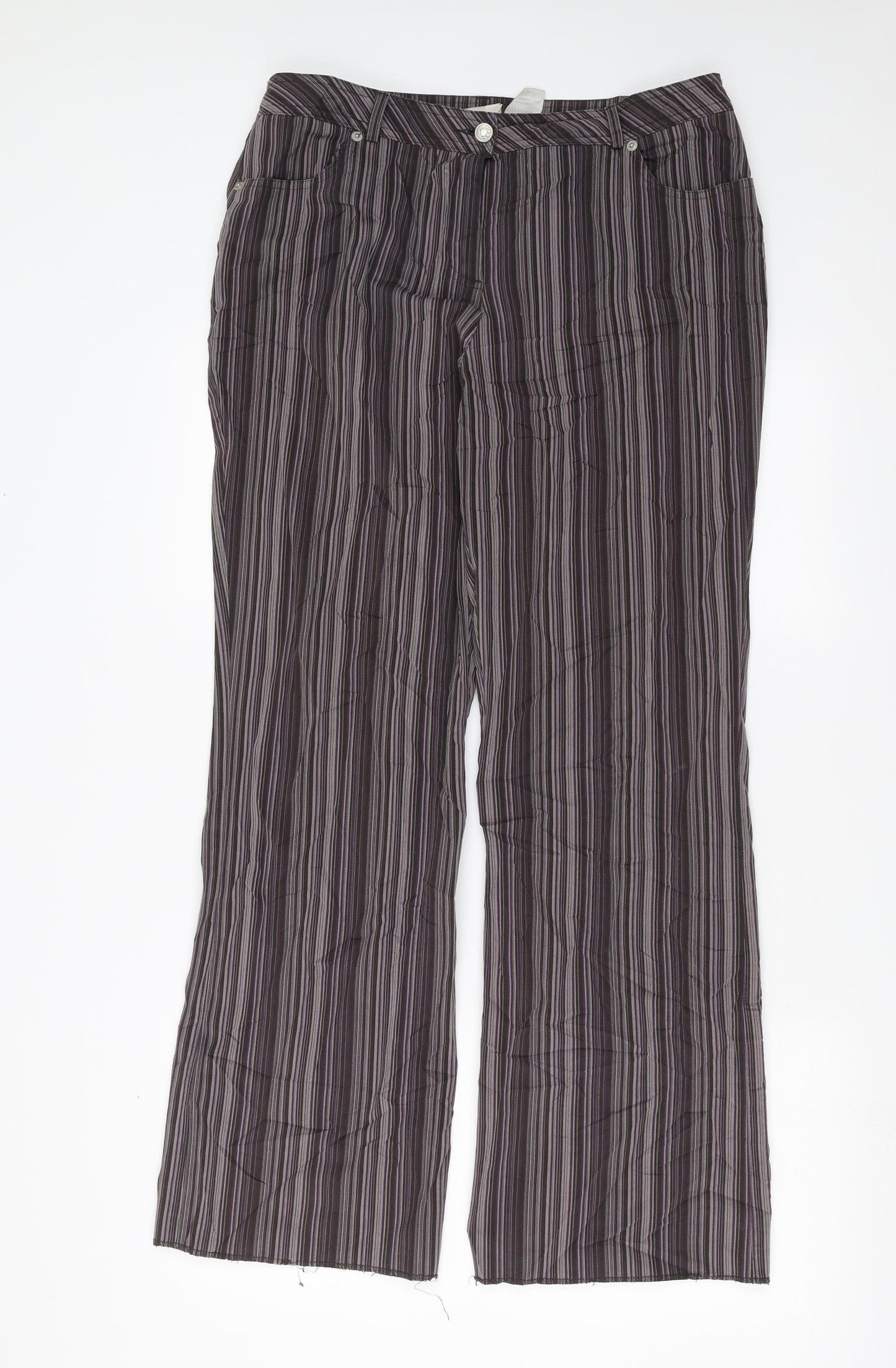 Bonmarché Womens Purple Striped  Trousers  Size 14 L30 in