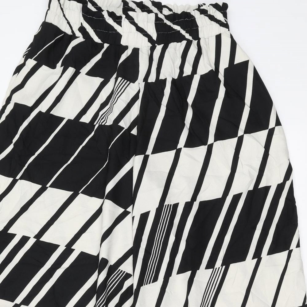 River Island Womens Black Geometric  Cropped Trousers Size 14 L24 in - Cullottes