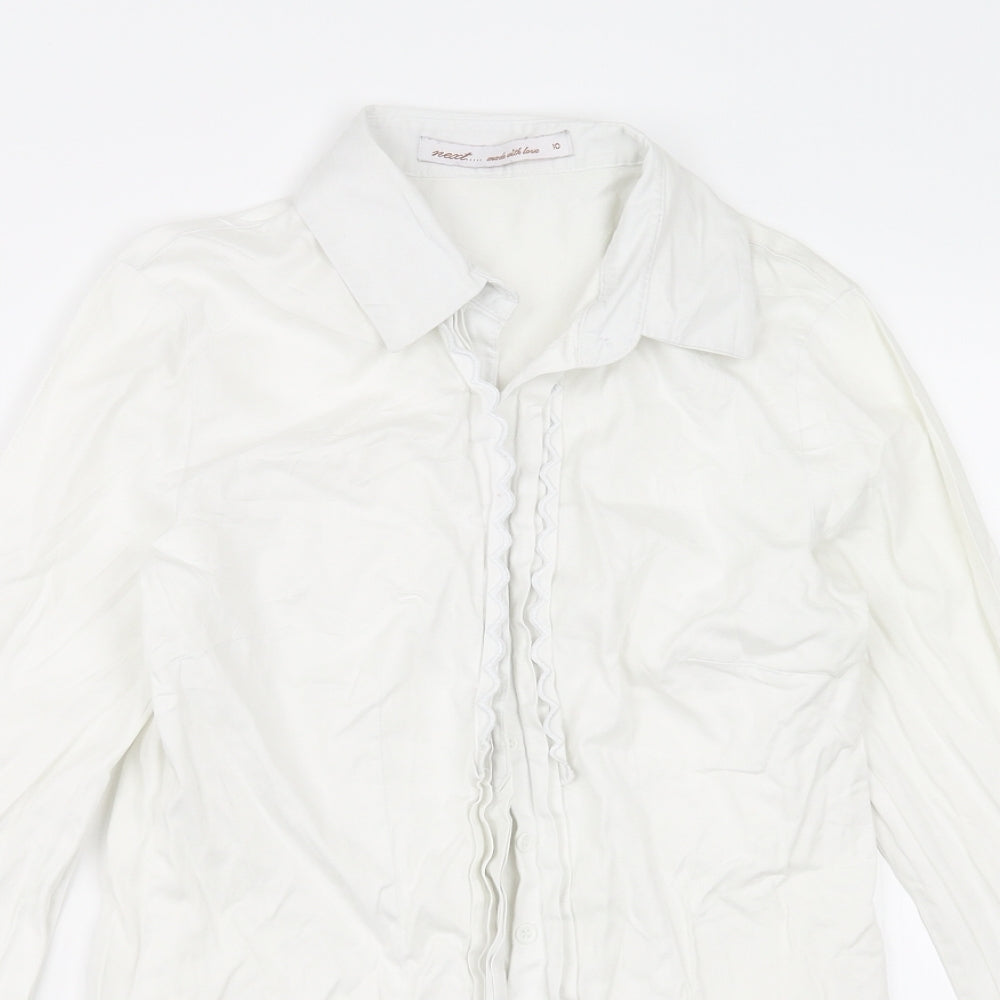 NEXT Womens White   Basic Button-Up Size 10