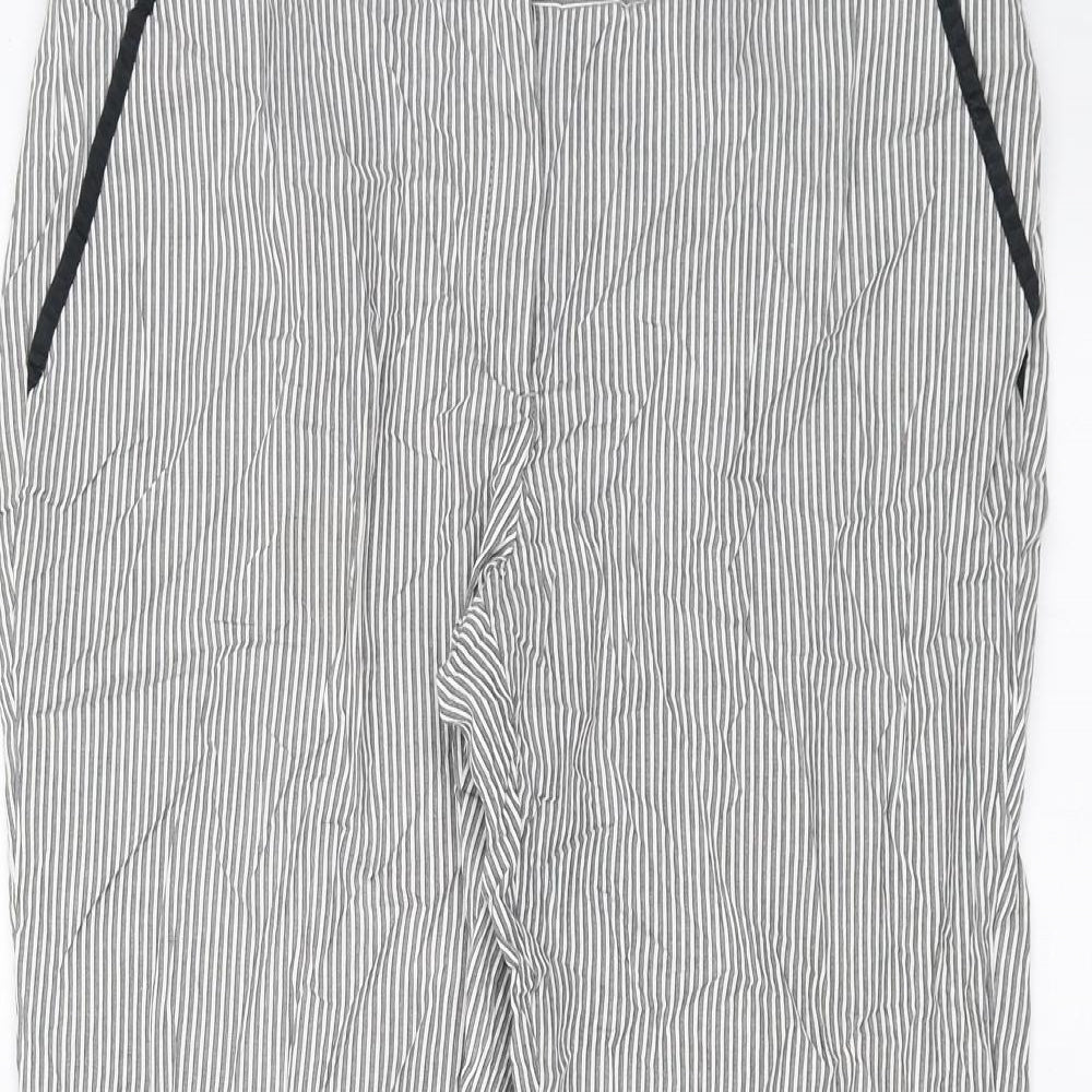 Mango Womens Grey Striped  Trousers  Size 14 L24 in - cropped