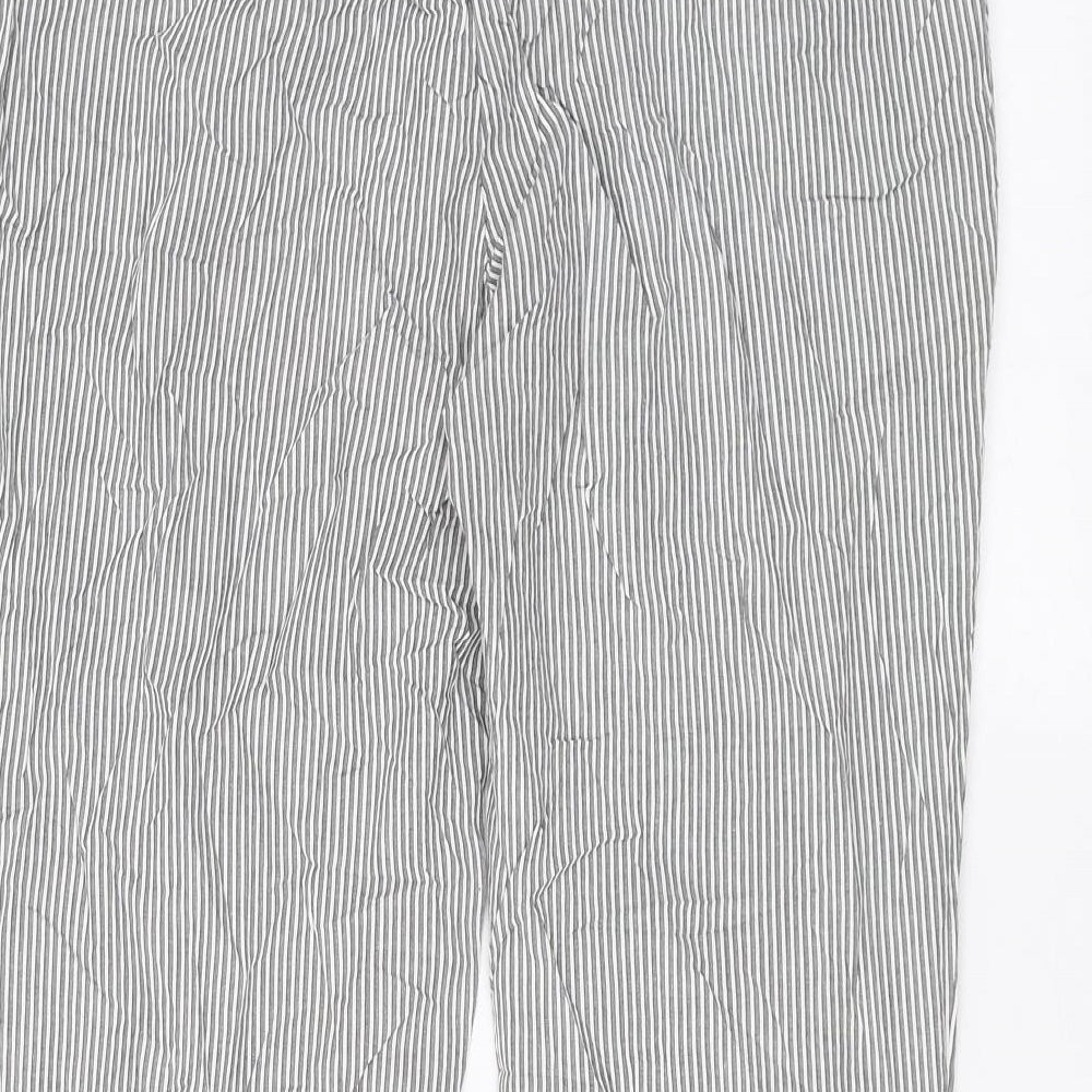 Mango Womens Grey Striped  Trousers  Size 14 L24 in - cropped