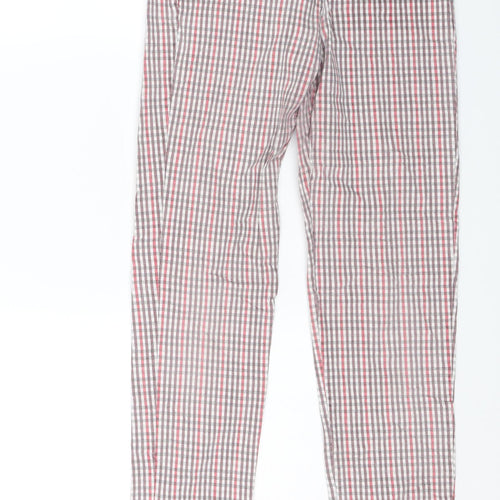 Preworn Womens Red Check Denim Straight Jeans Size 25 L26 in