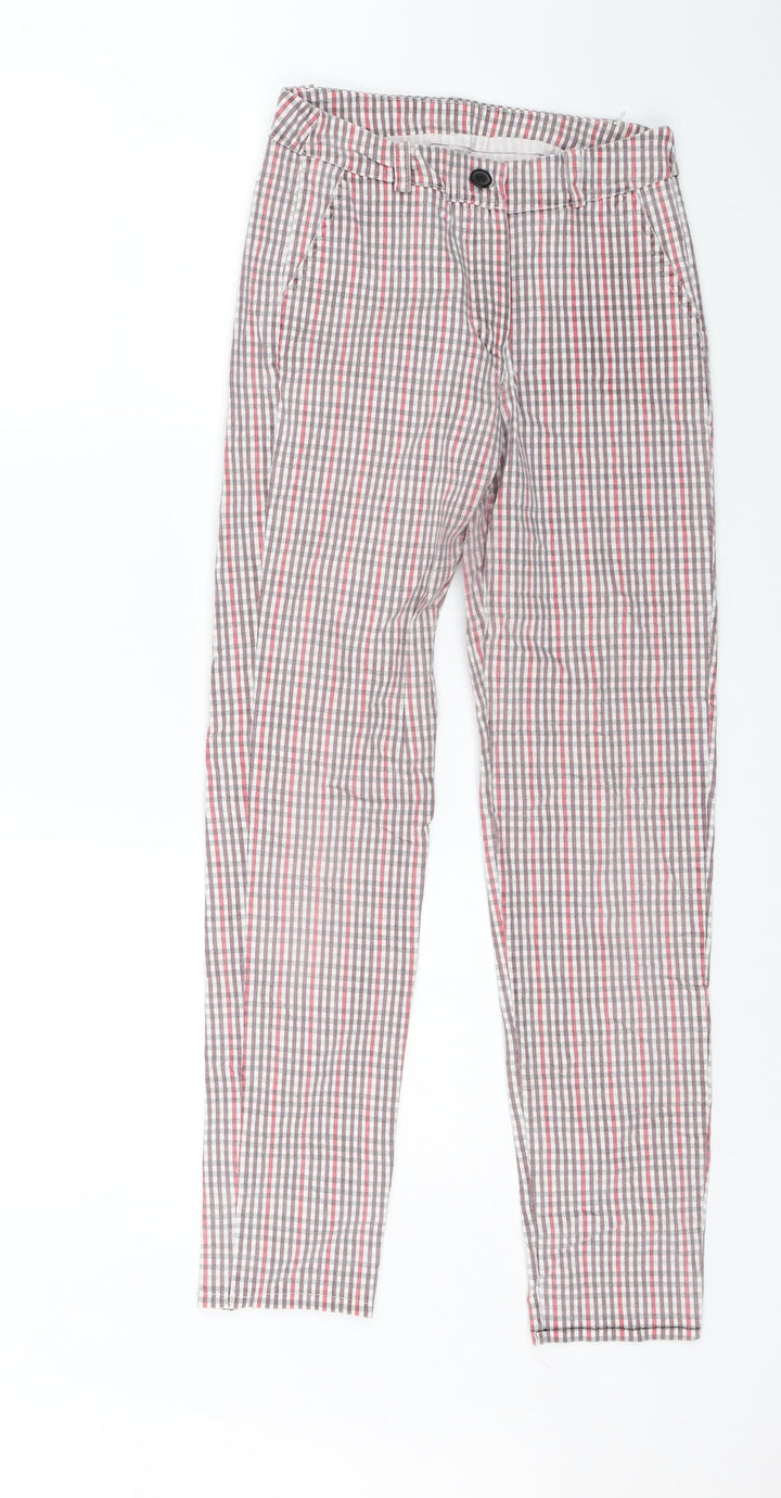 Preworn Womens Red Check Denim Straight Jeans Size 25 L26 in