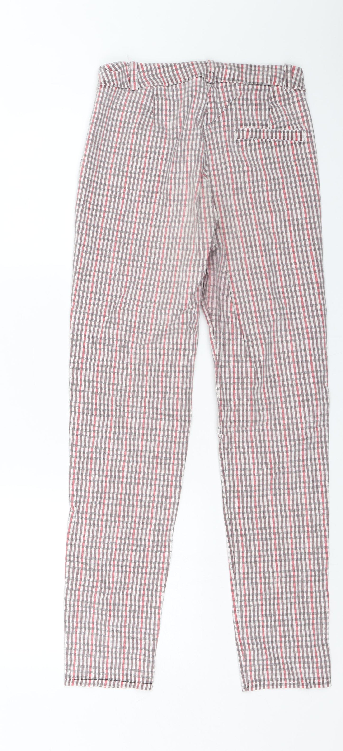 Preworn Womens Red Check Denim Straight Jeans Size 25 L26 in