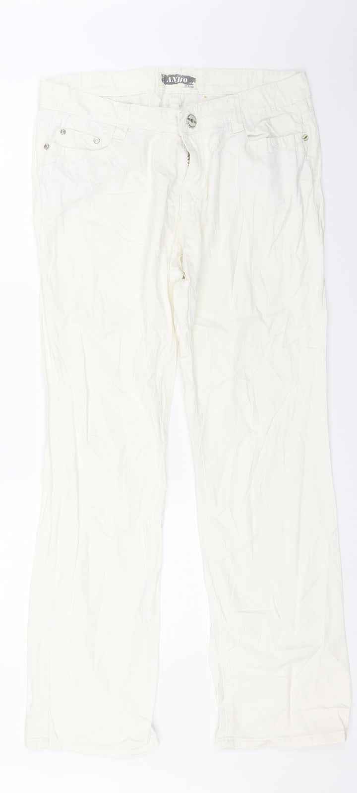 Ando Jeans Womens White Denim Straight Jeans Size XL L30 in