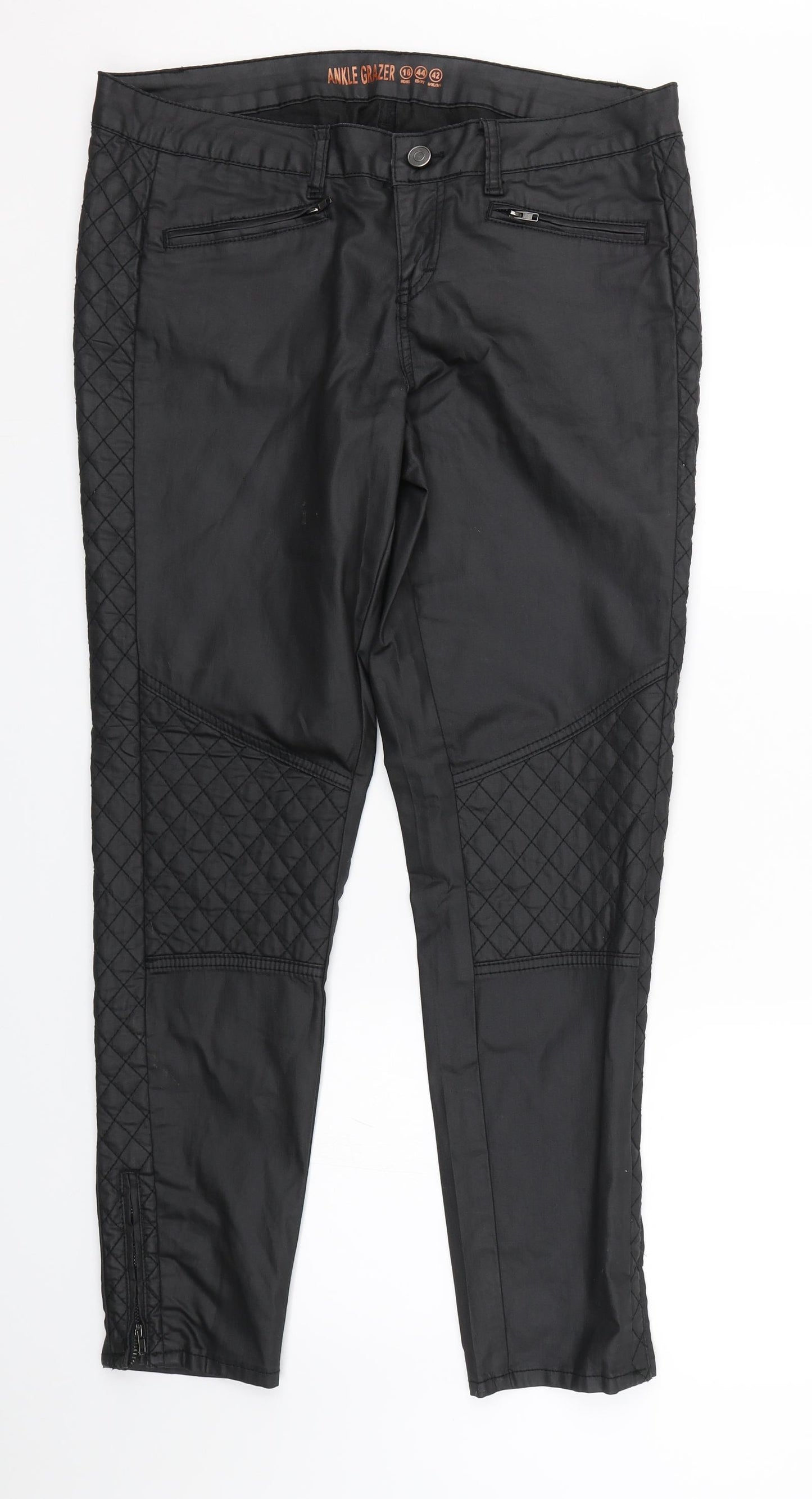 Primark Womens Black Argyle/Diamond  Skinny Jeans Size 16 L28 in