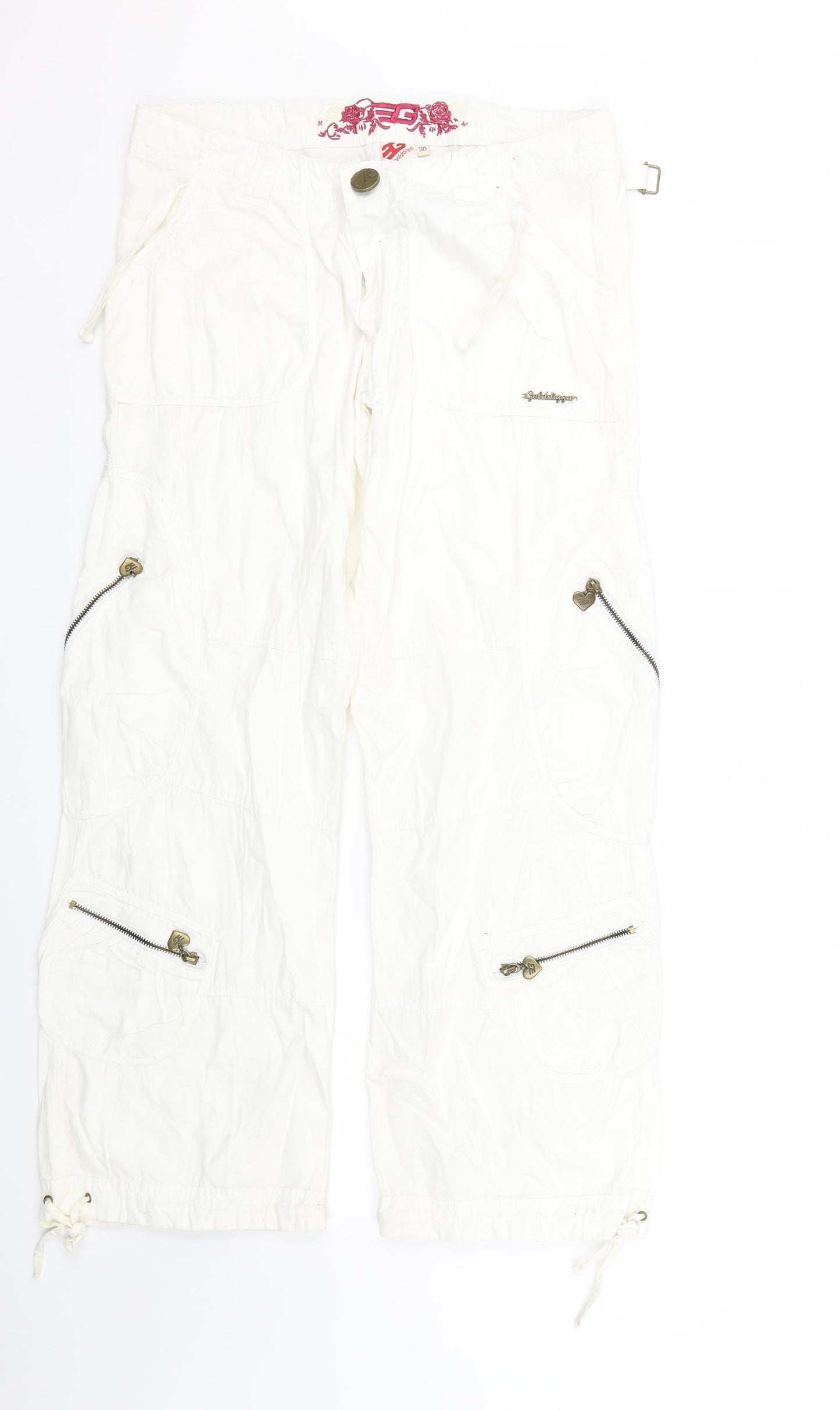 Golddigga Womens White   Cropped Trousers Size 30 L27 in