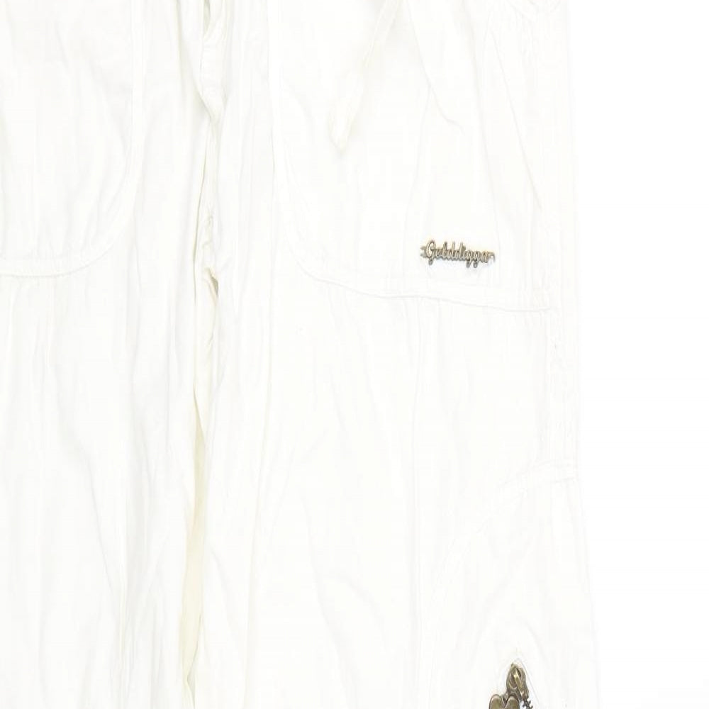 Golddigga Womens White   Cropped Trousers Size 30 L27 in