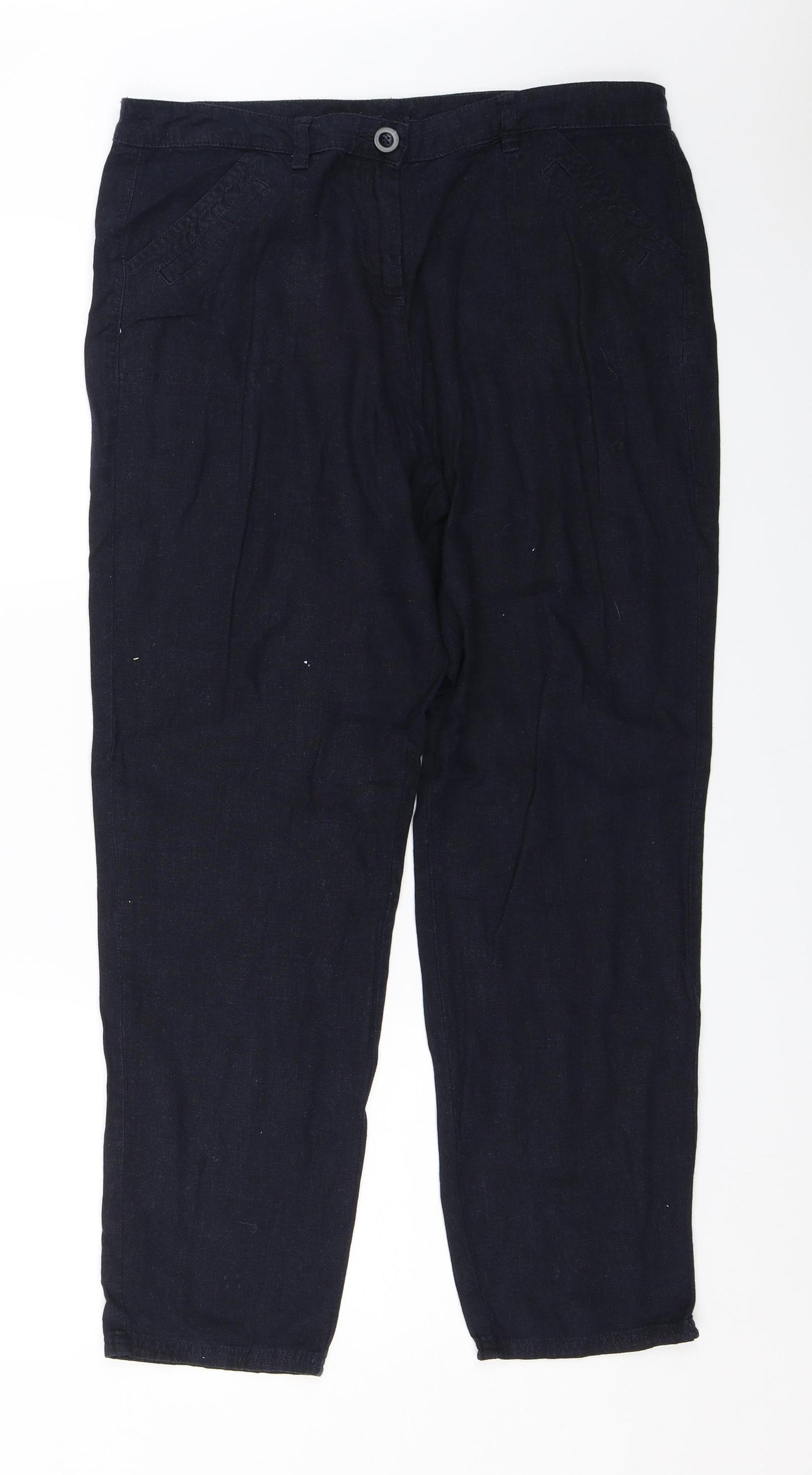 BHS Womens Blue   Capri Trousers Size 14 L27 in
