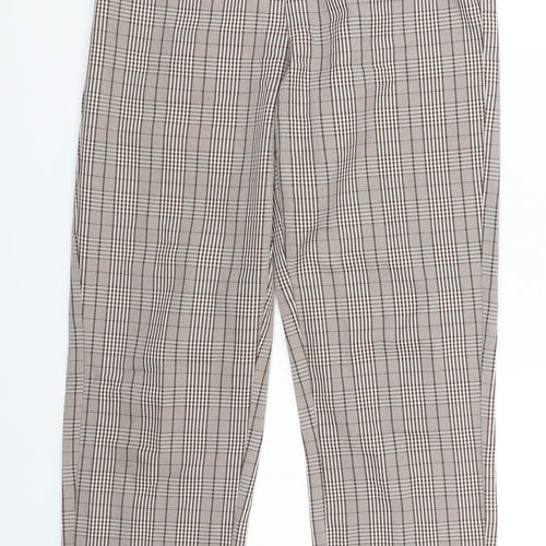 Prettylitlething Womens Brown Check  Capri Trousers Size 4 L22 in