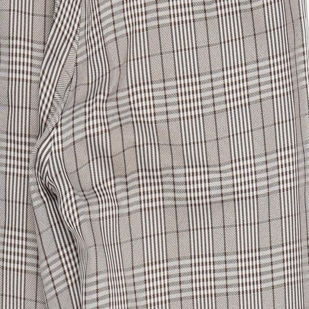 Prettylitlething Womens Brown Check  Capri Trousers Size 4 L22 in