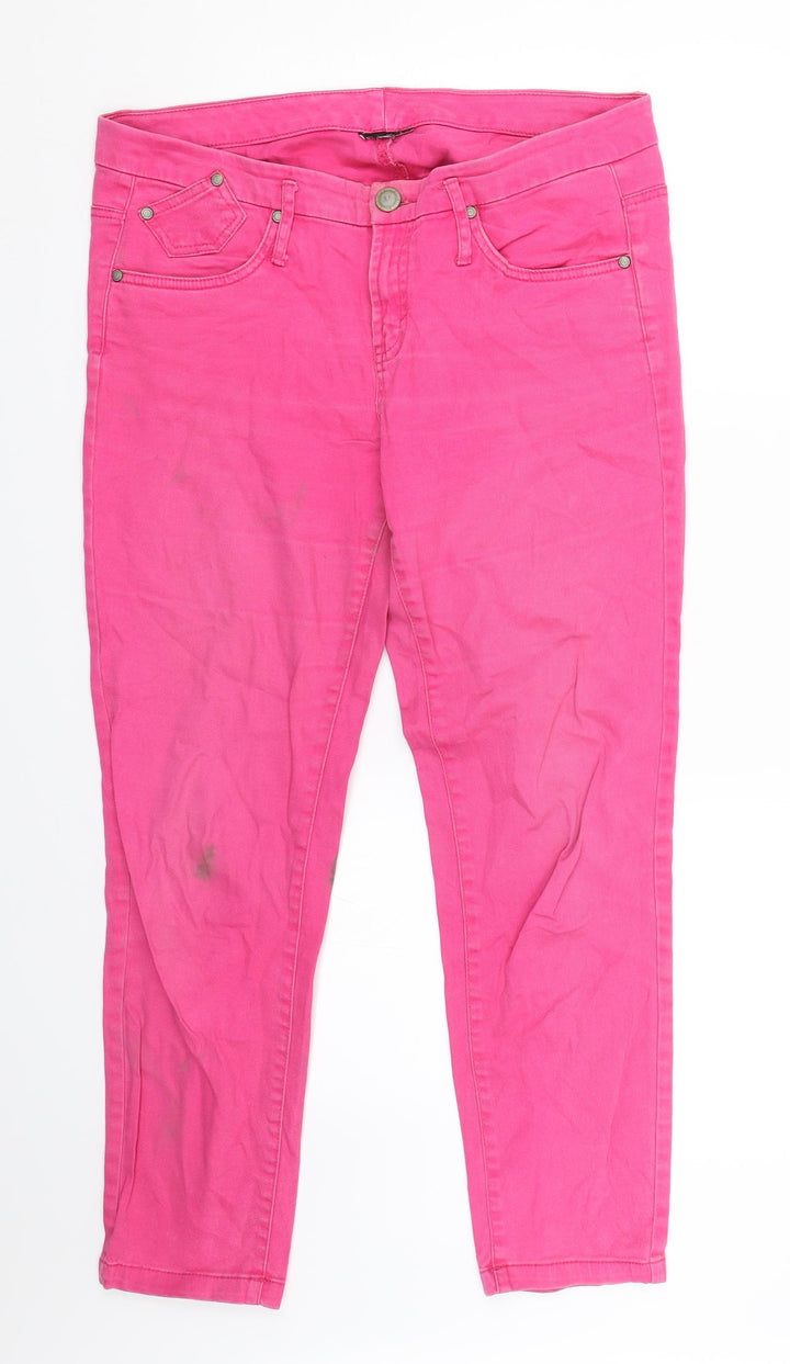 Preworn Womens Pink  Denim Skinny Jeans Size 34 L25 in
