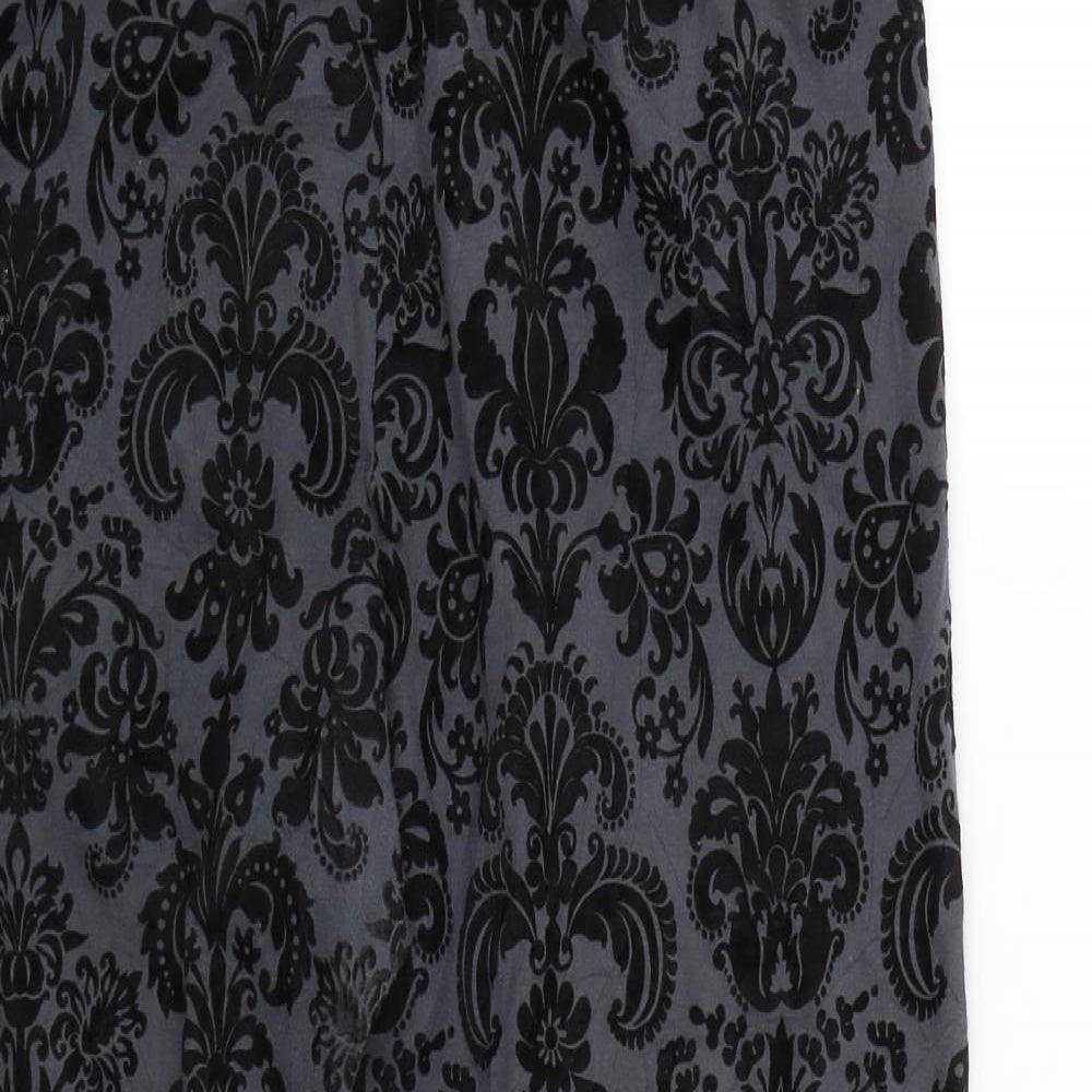 M&S Womens Black Floral Velour Capri Leggings Size 18 L23 in