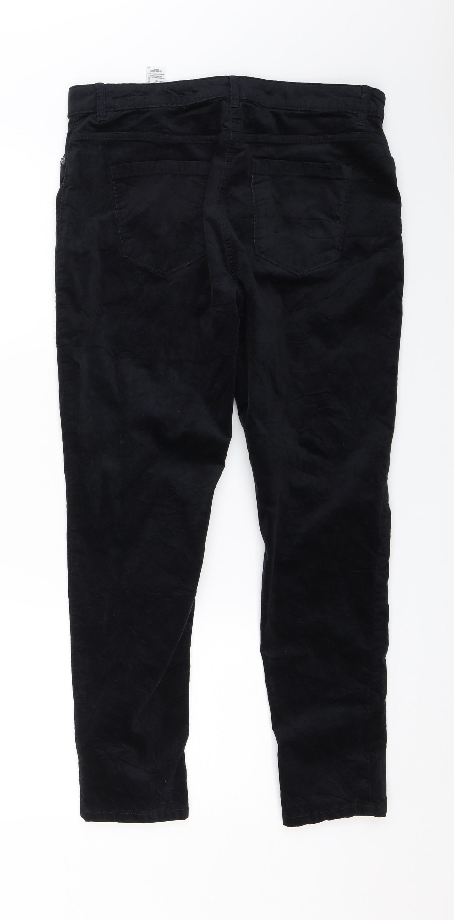 M&S Womens Black  Velour Trousers  Size 14 L25 in