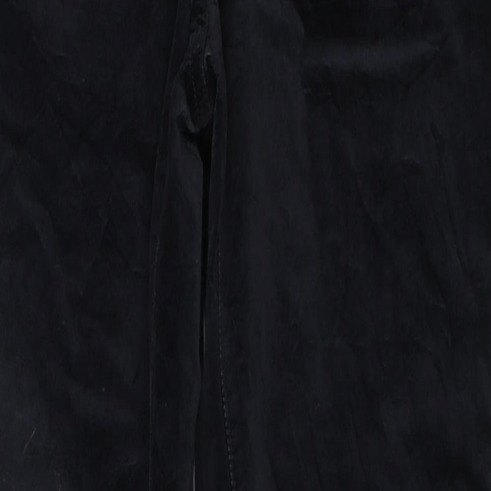 M&S Womens Black  Velour Trousers  Size 14 L25 in