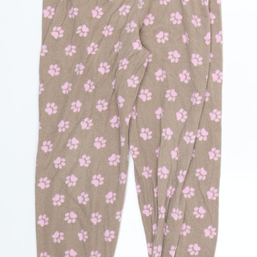 YD Girls Brown Animal Print Fleece Cami Lounge Pants Size 8-9 Years
