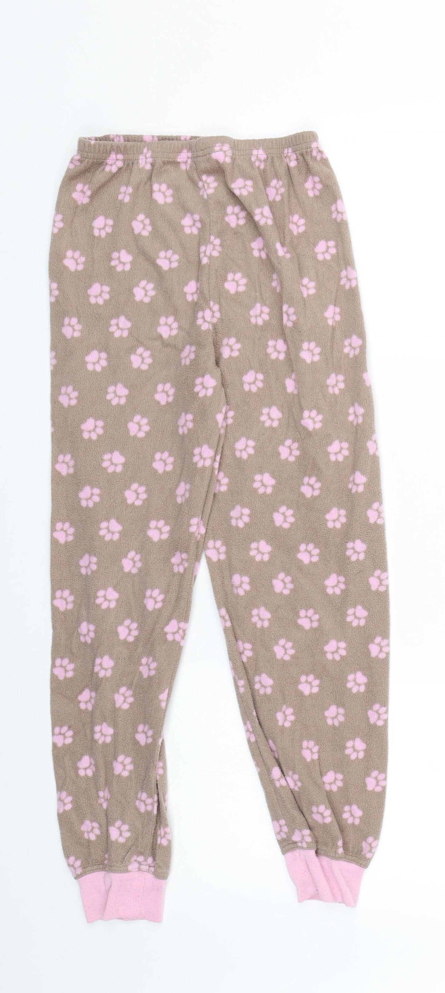 YD Girls Brown Animal Print Fleece Cami Lounge Pants Size 8-9 Years