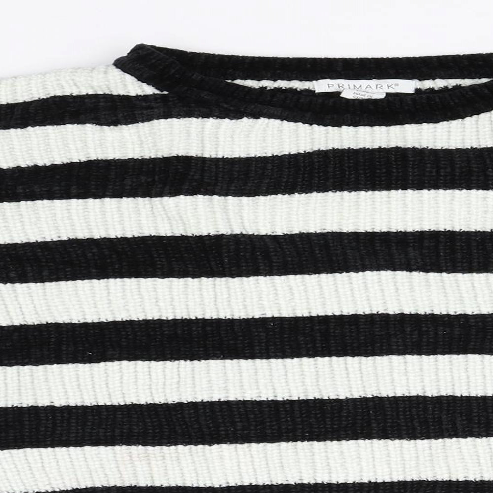 Primark Girls Black Striped Knit Pullover Jumper Size 12-13 Years