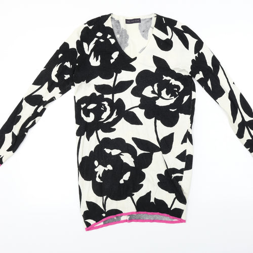 Marks and Spencer  Womens Beige Floral  Pullover Jumper Size 12