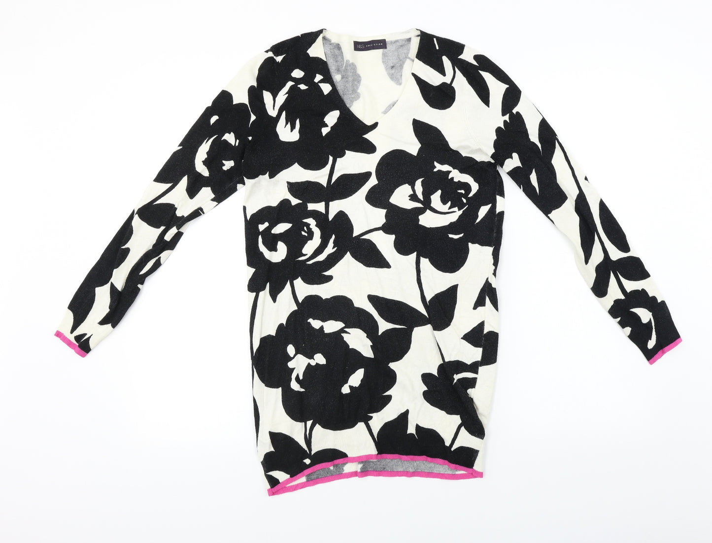 Marks and Spencer  Womens Beige Floral  Pullover Jumper Size 12