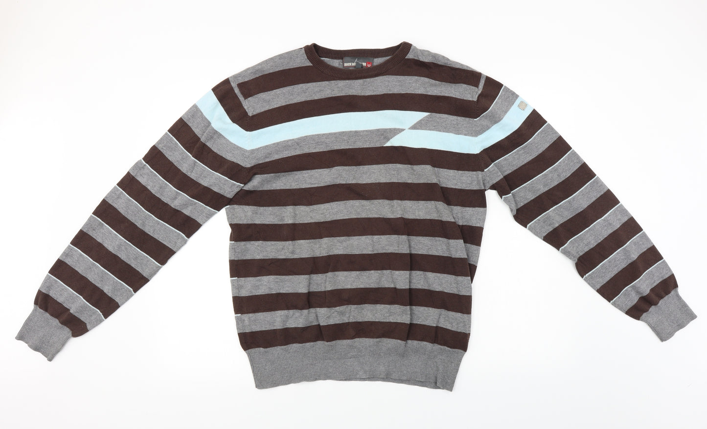 Duck & Cover  Mens Brown Striped  Pullover Jumper Size L