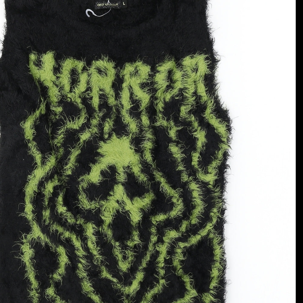 QED London  Womens Black Animal Print  Pullover Jumper Size L