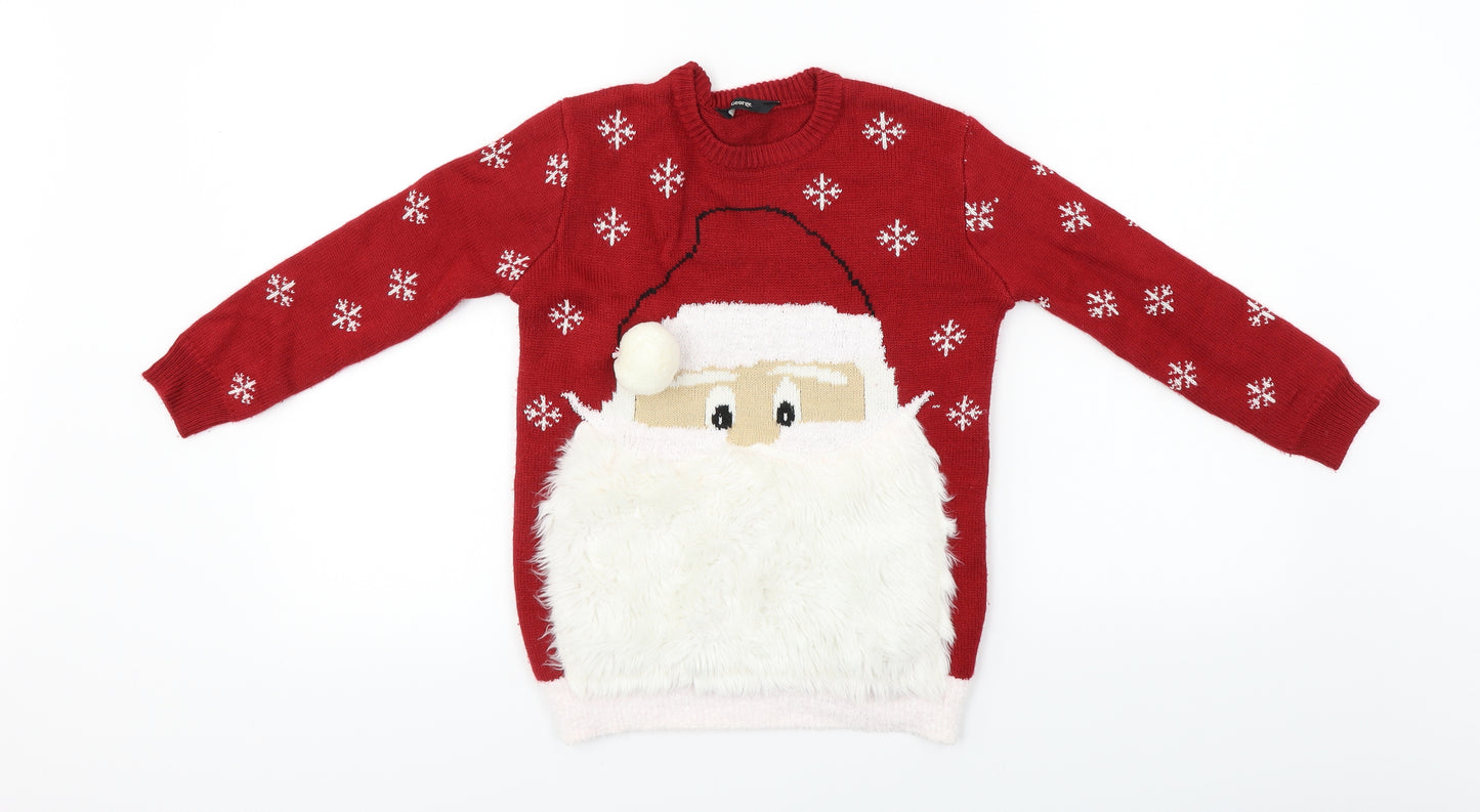 George  Girls Red   Pullover Jumper Size 8-9 Years  - Christmas Jumper