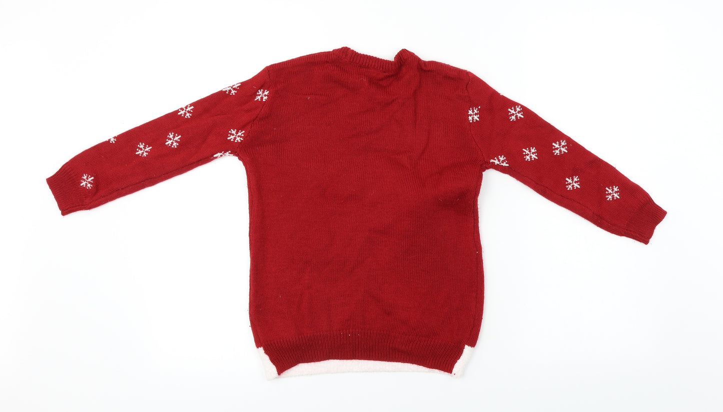George  Girls Red   Pullover Jumper Size 8-9 Years  - Christmas Jumper