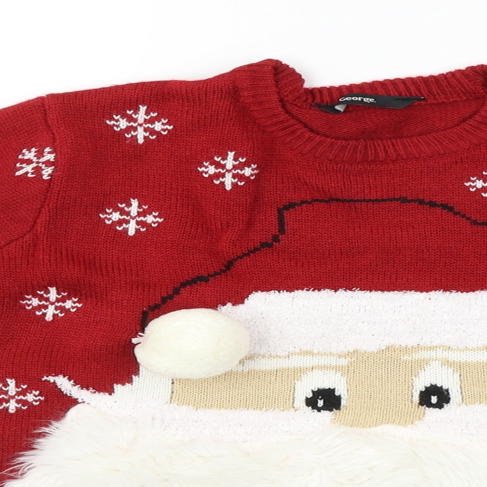 George  Girls Red   Pullover Jumper Size 8-9 Years  - Christmas Jumper