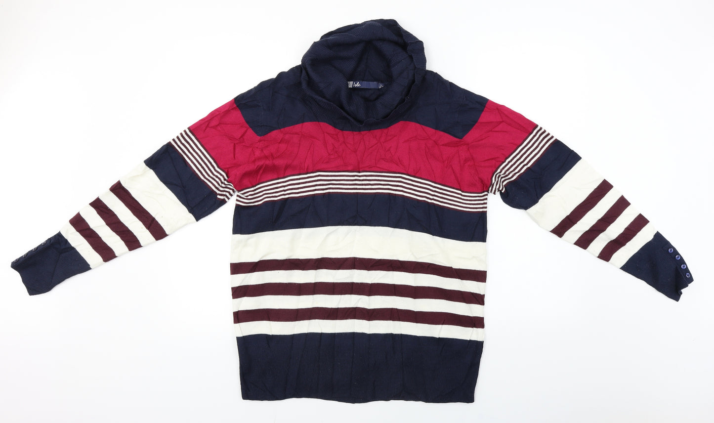 hle Womens Blue Striped  Pullover Jumper Size L